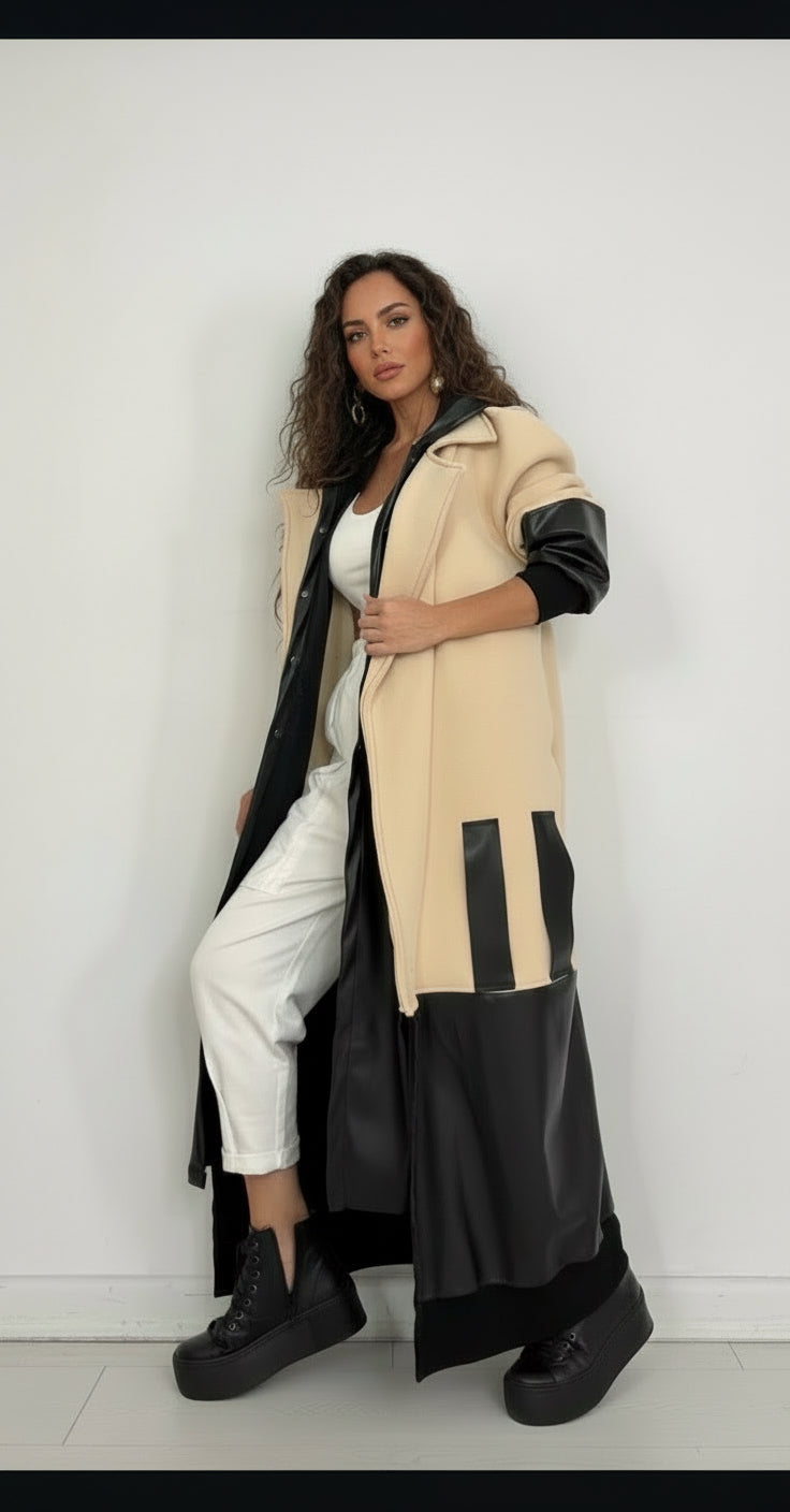 İTHAL DERİ DETAYLI KABAN