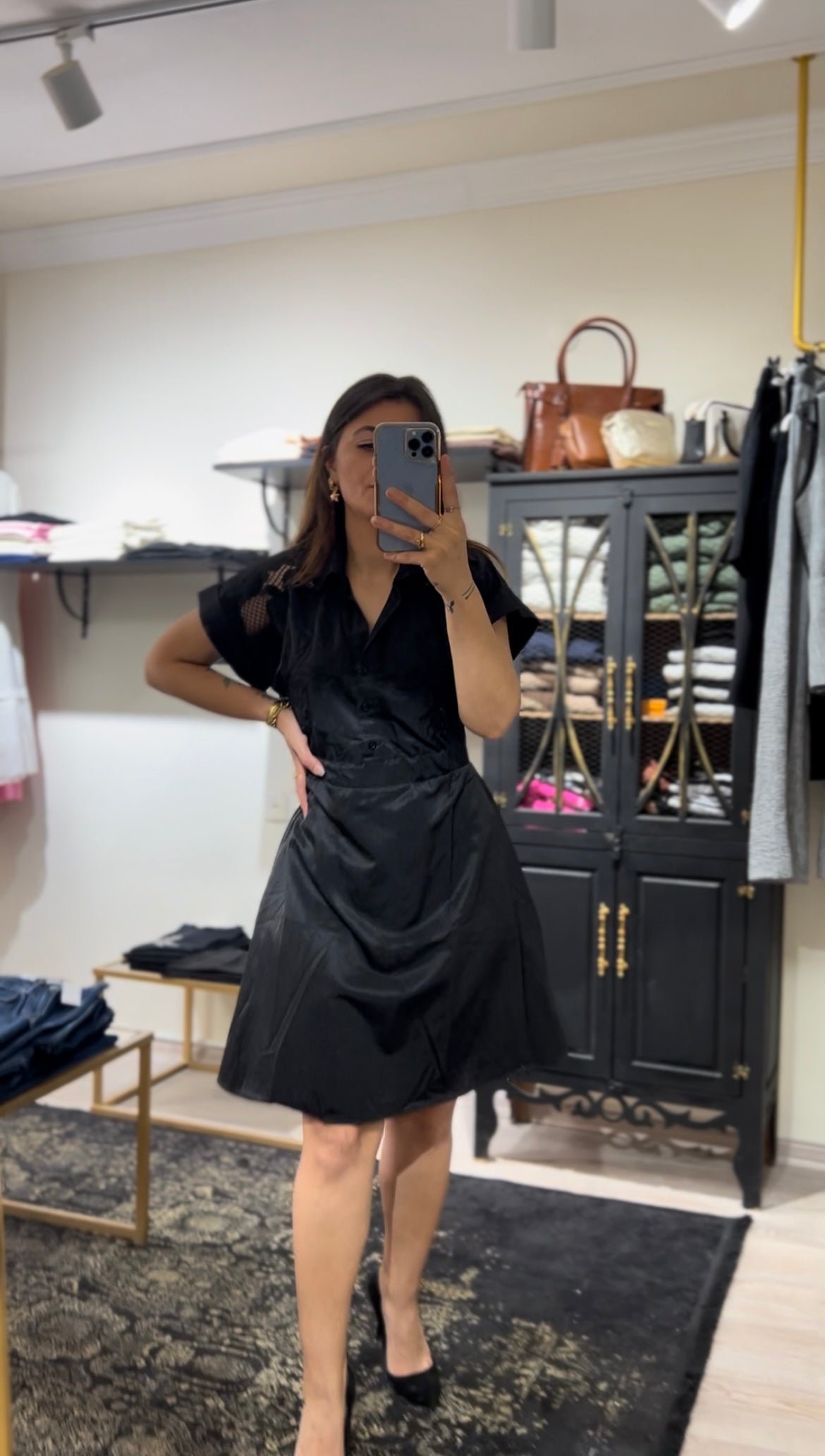 BEYMEN NAKIŞLI MİNİ ELBİSE SİYAH
