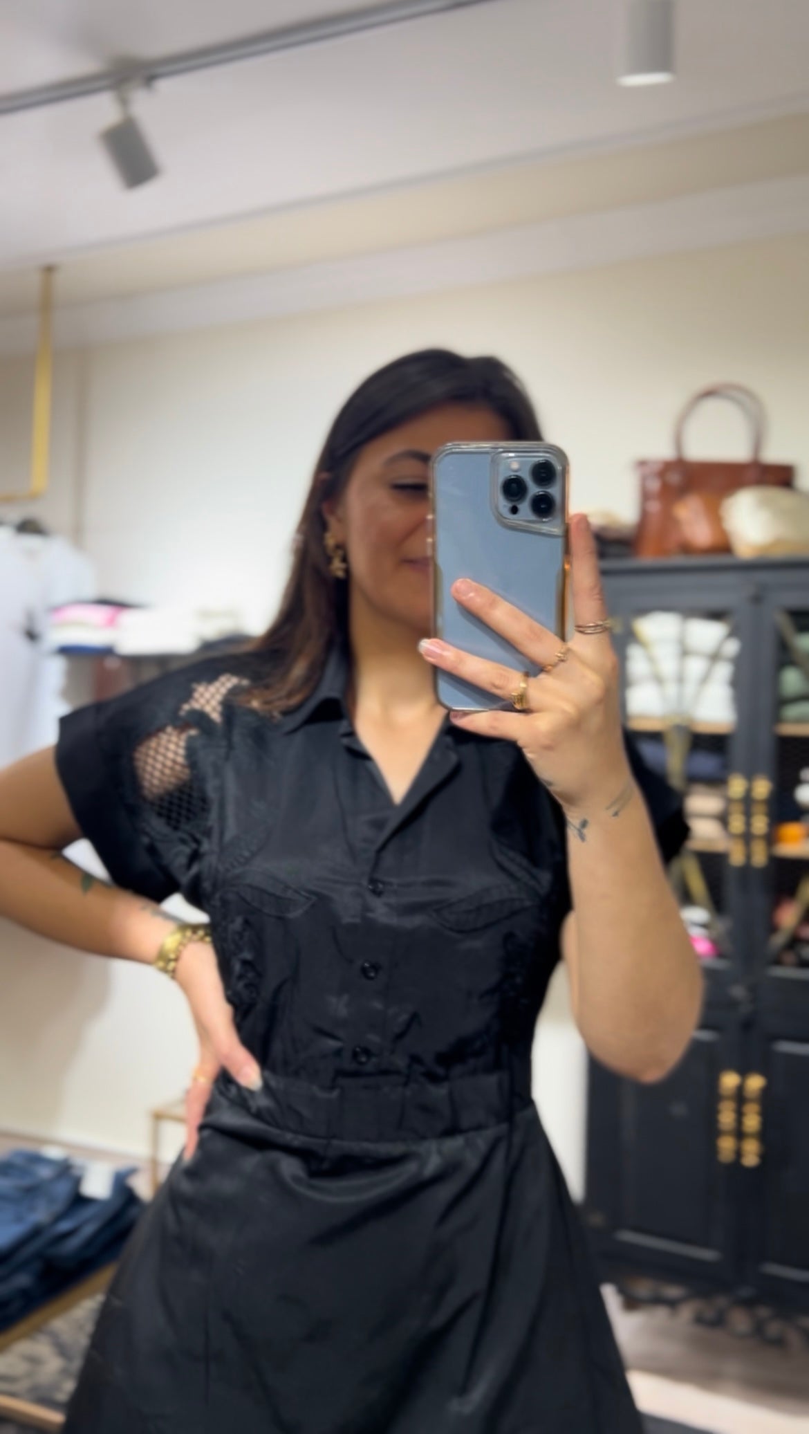 BEYMEN NAKIŞLI MİNİ ELBİSE SİYAH