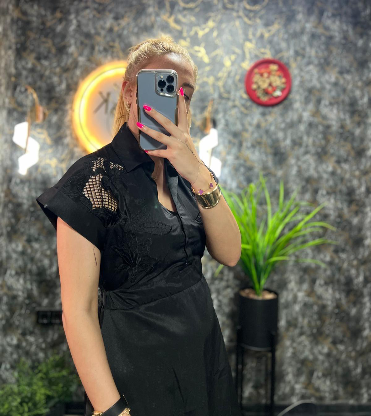 BEYMEN NAKIŞLI MİNİ ELBİSE SİYAH