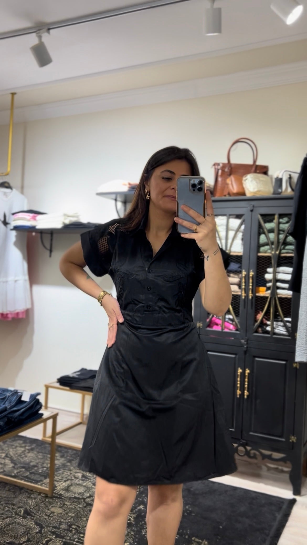 BEYMEN NAKIŞLI MİNİ ELBİSE SİYAH