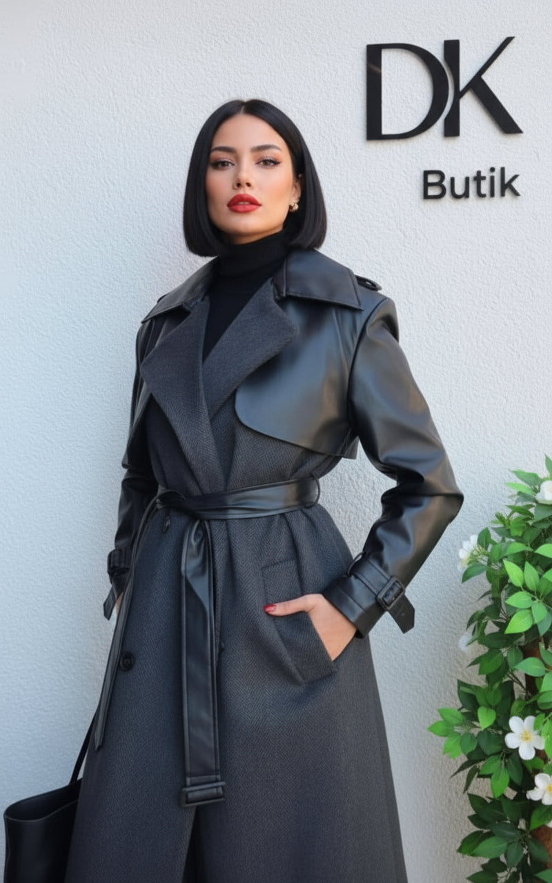 BALIK SIRTI DERİ GARNİLİ KABAN