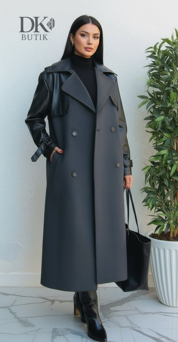 BALIK SIRTI DERİ GARNİLİ KABAN