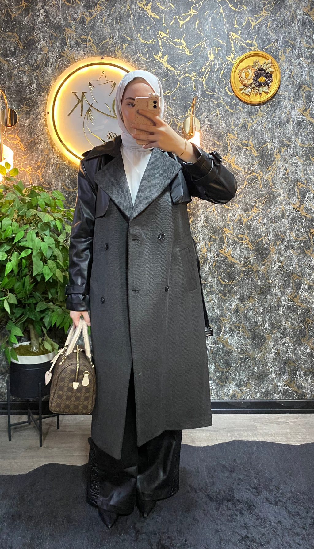 BALIK SIRTI DERİ GARNİLİ KABAN