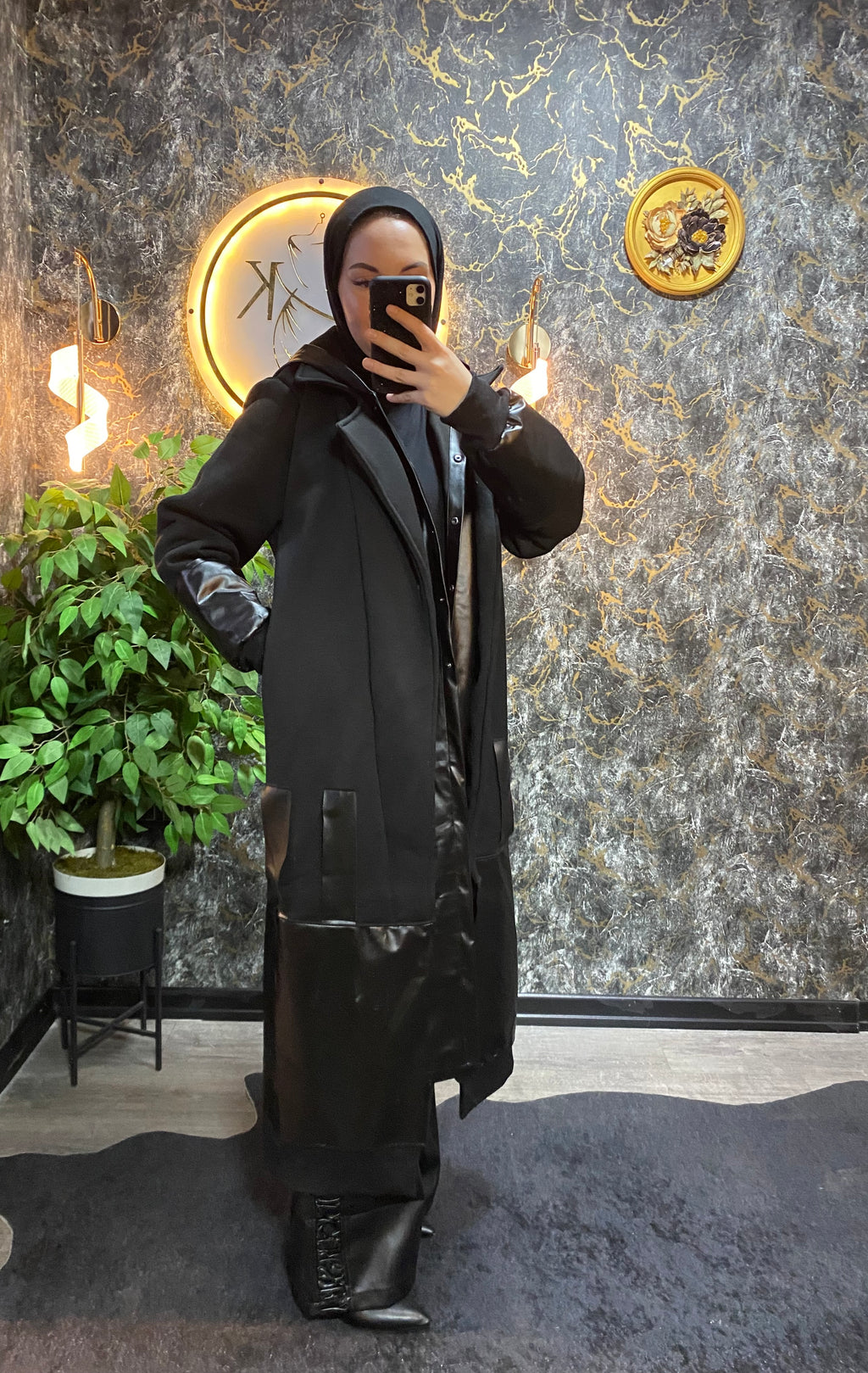 İTHAL DERİ DETAYLI KABAN