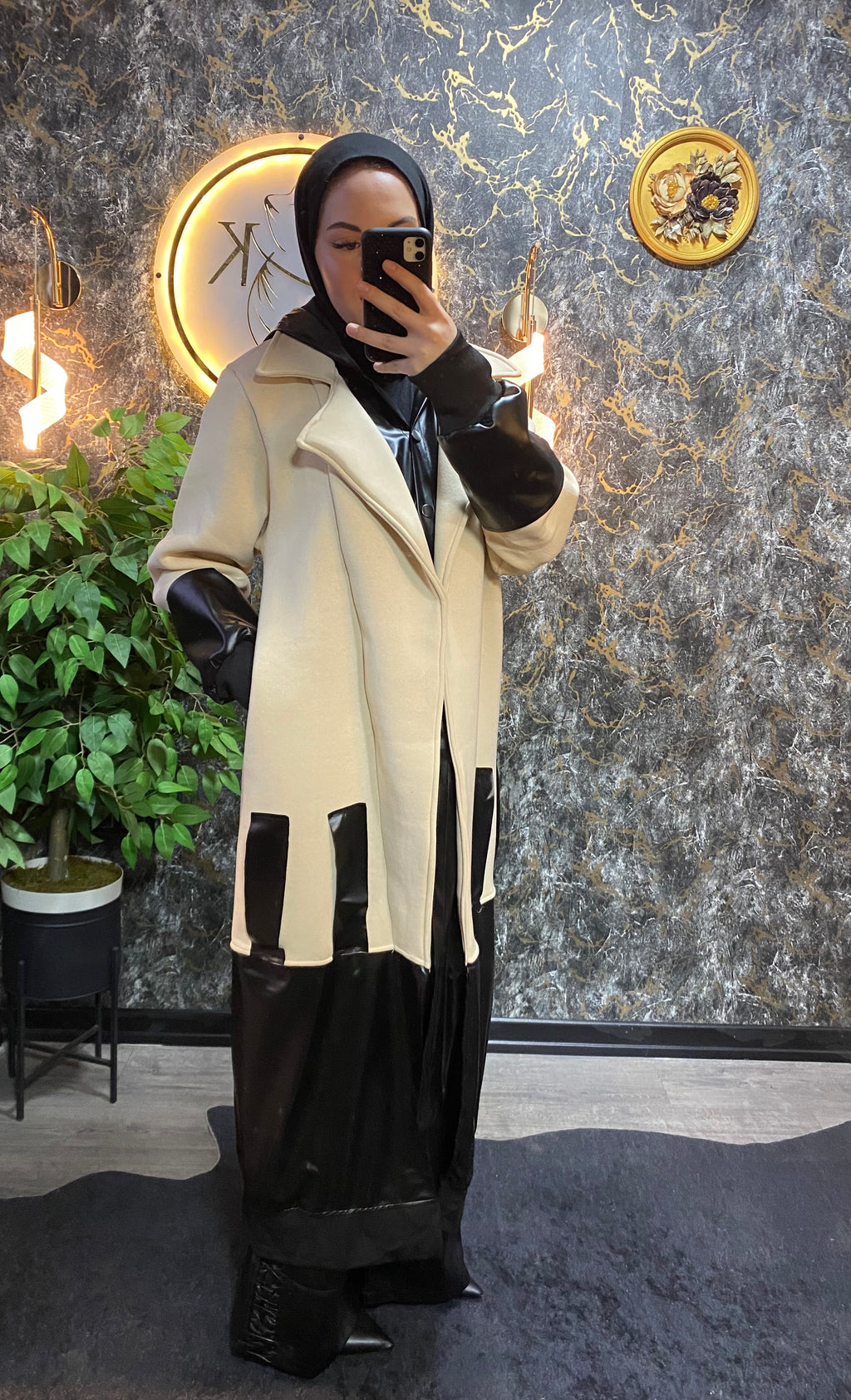 İTHAL DERİ DETAYLI KABAN