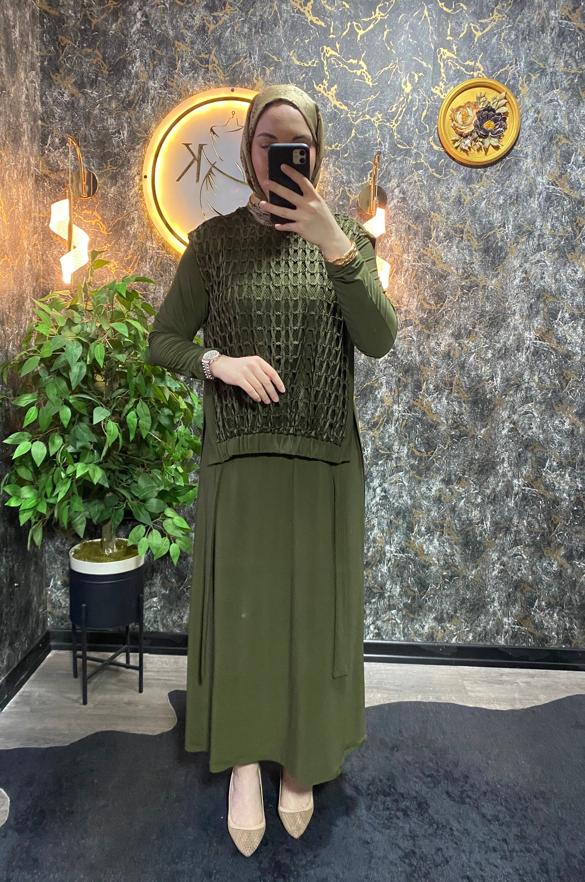 FİLE YELEKLİ ELBİSE