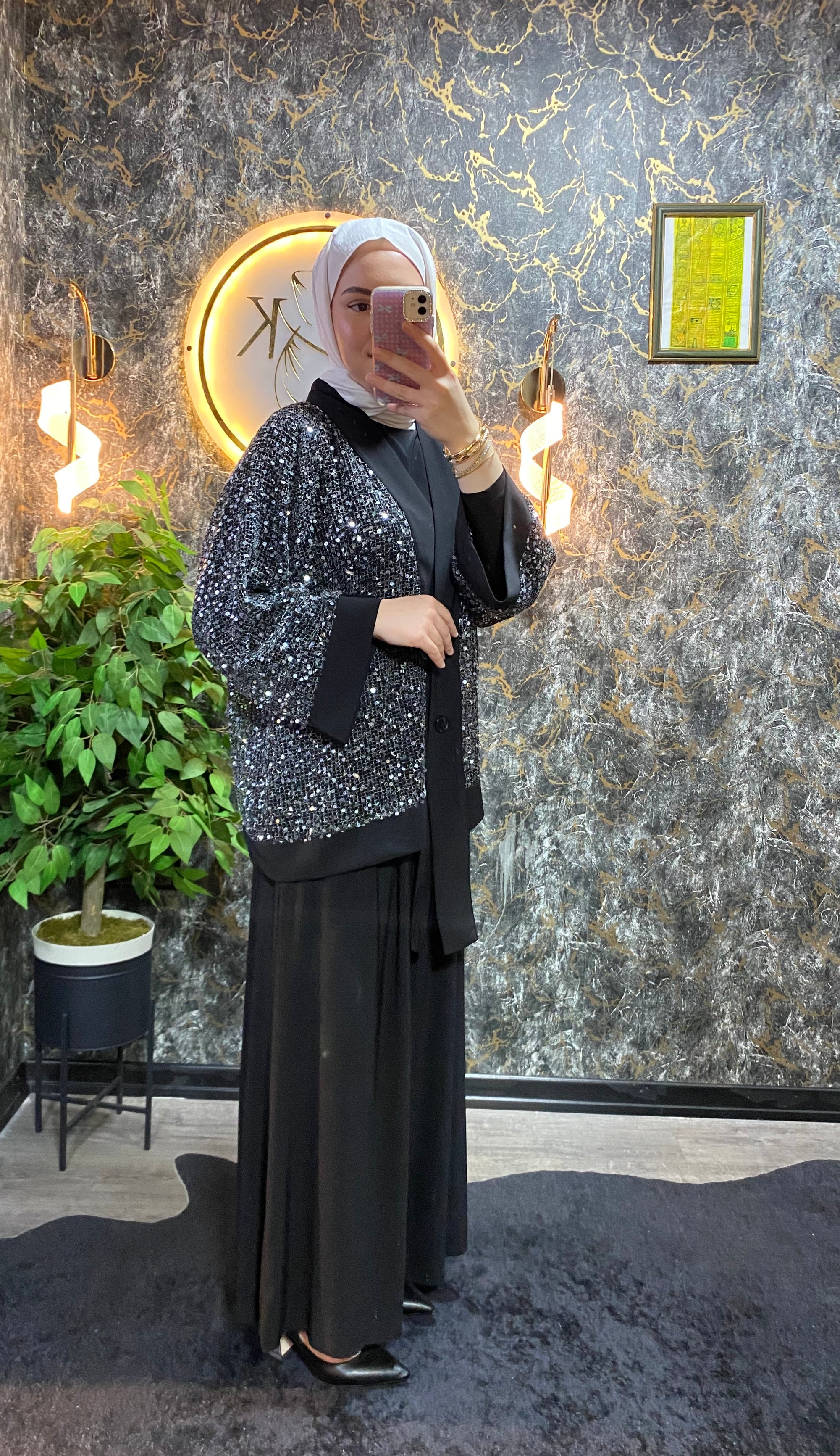 PUL PAYET İŞLEMELİ ÜÇLÜ ÇEKET TAKIM SİYAH