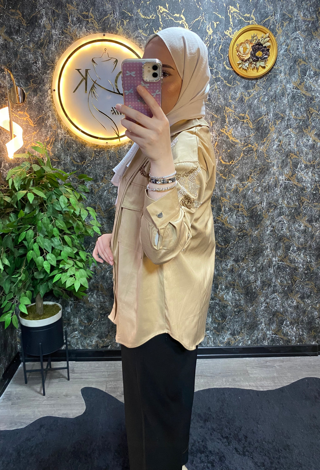 TAŞ İŞLEMELE GANVAZ GÖMLEK