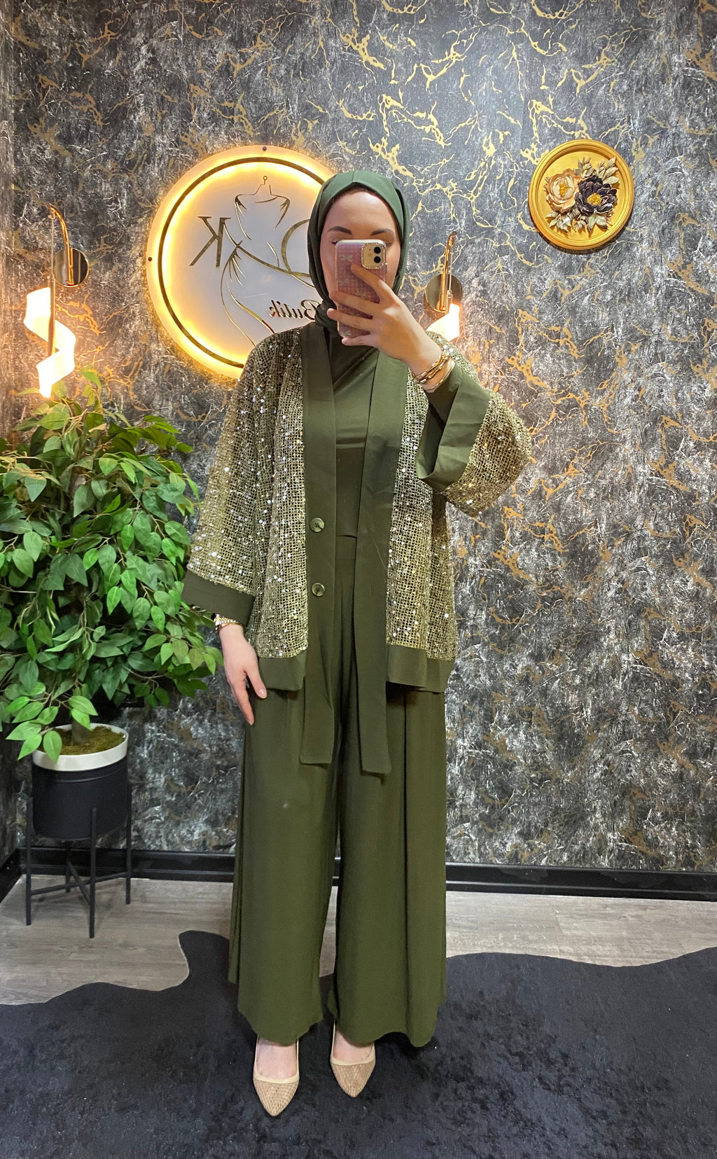 PUL PAYET İŞLEMELİ ÜÇLÜ ÇEKET TAKIM HAKİ