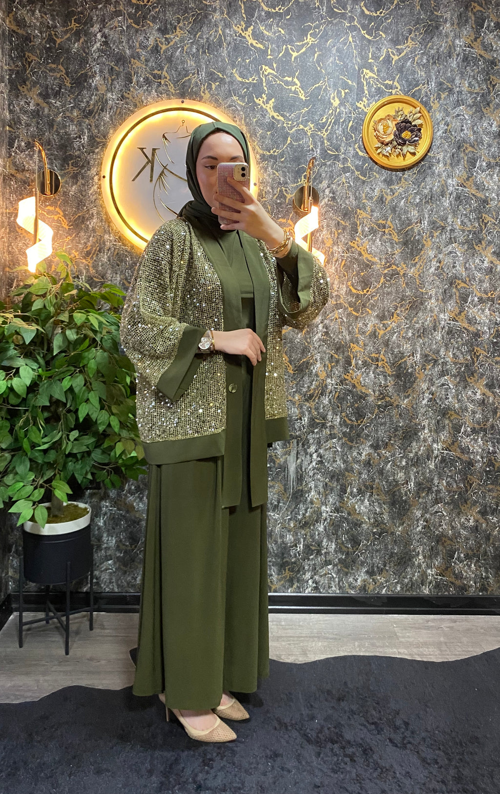 PUL PAYET İŞLEMELİ ÜÇLÜ ÇEKET TAKIM HAKİ