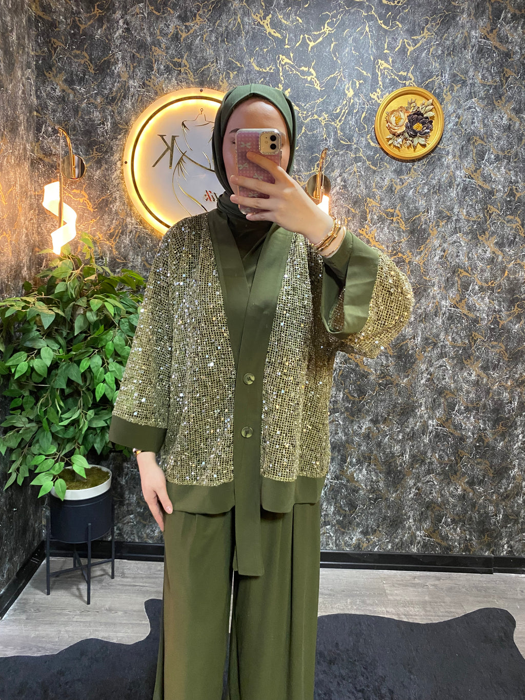 PUL PAYET İŞLEMELİ ÜÇLÜ ÇEKET TAKIM HAKİ