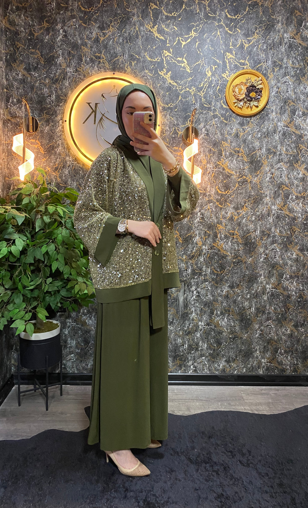 PUL PAYET İŞLEMELİ ÜÇLÜ ÇEKET TAKIM HAKİ