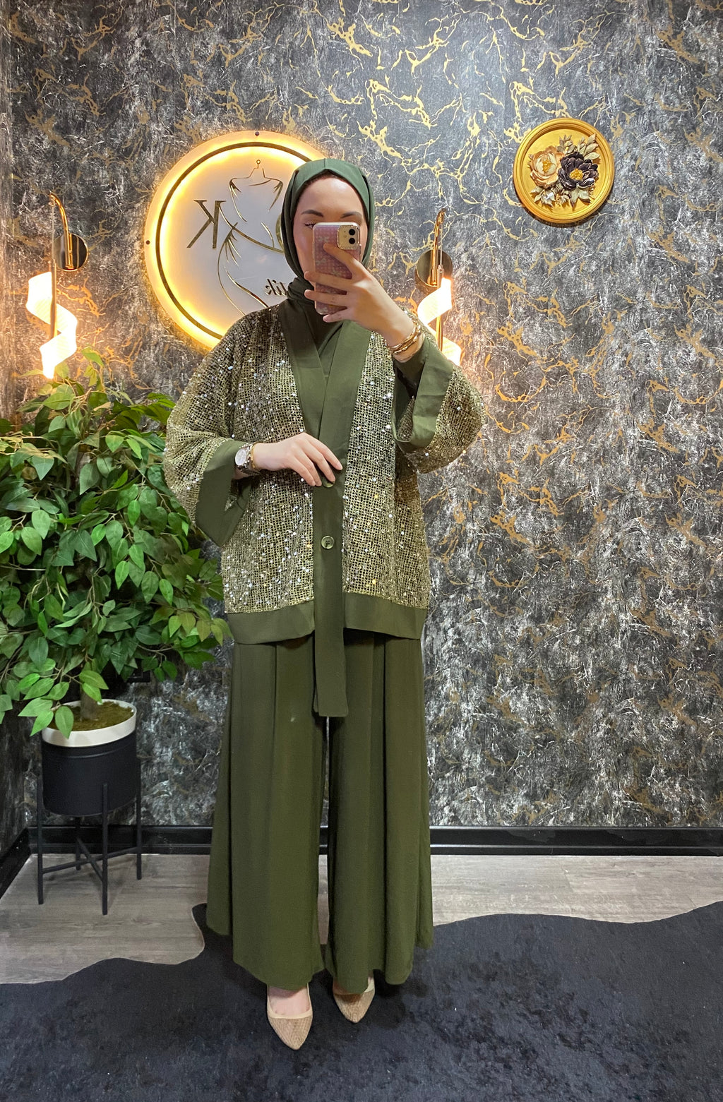 PUL PAYET İŞLEMELİ ÜÇLÜ ÇEKET TAKIM HAKİ