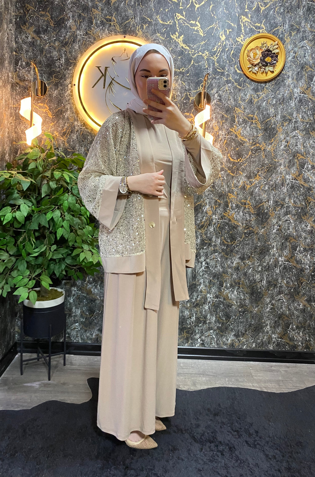 PUL PAYET İŞLEMELİ ÜÇLÜ ÇEKET TAKIM KREM