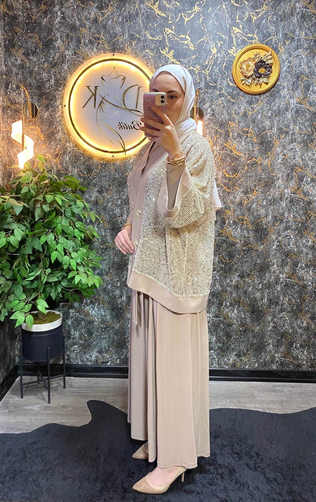 PUL PAYET İŞLEMELİ ÜÇLÜ ÇEKET TAKIM KREM