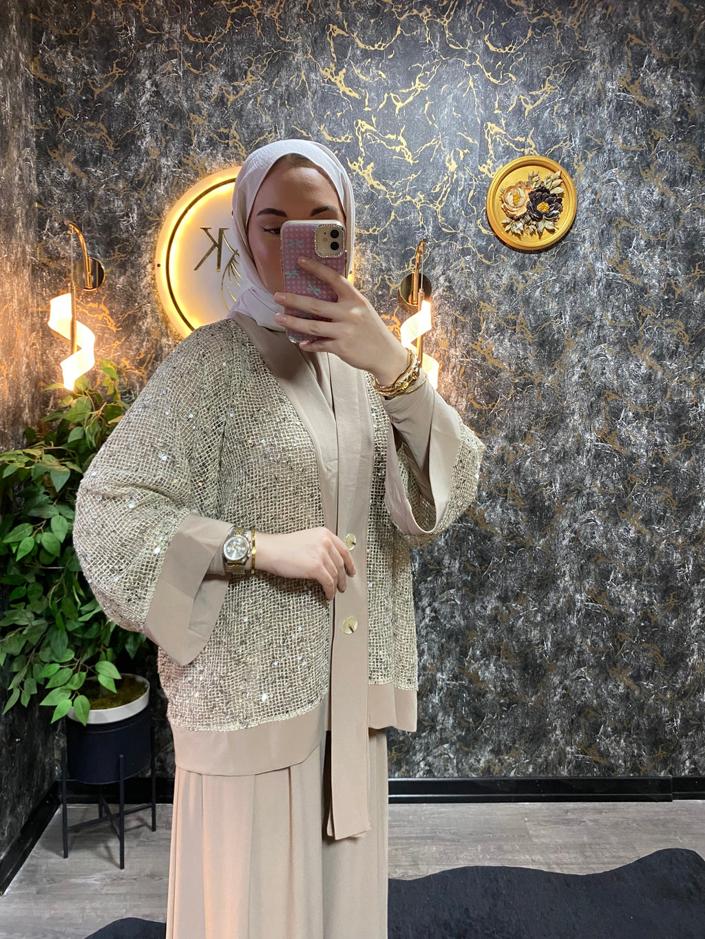 PUL PAYET İŞLEMELİ ÜÇLÜ ÇEKET TAKIM KREM