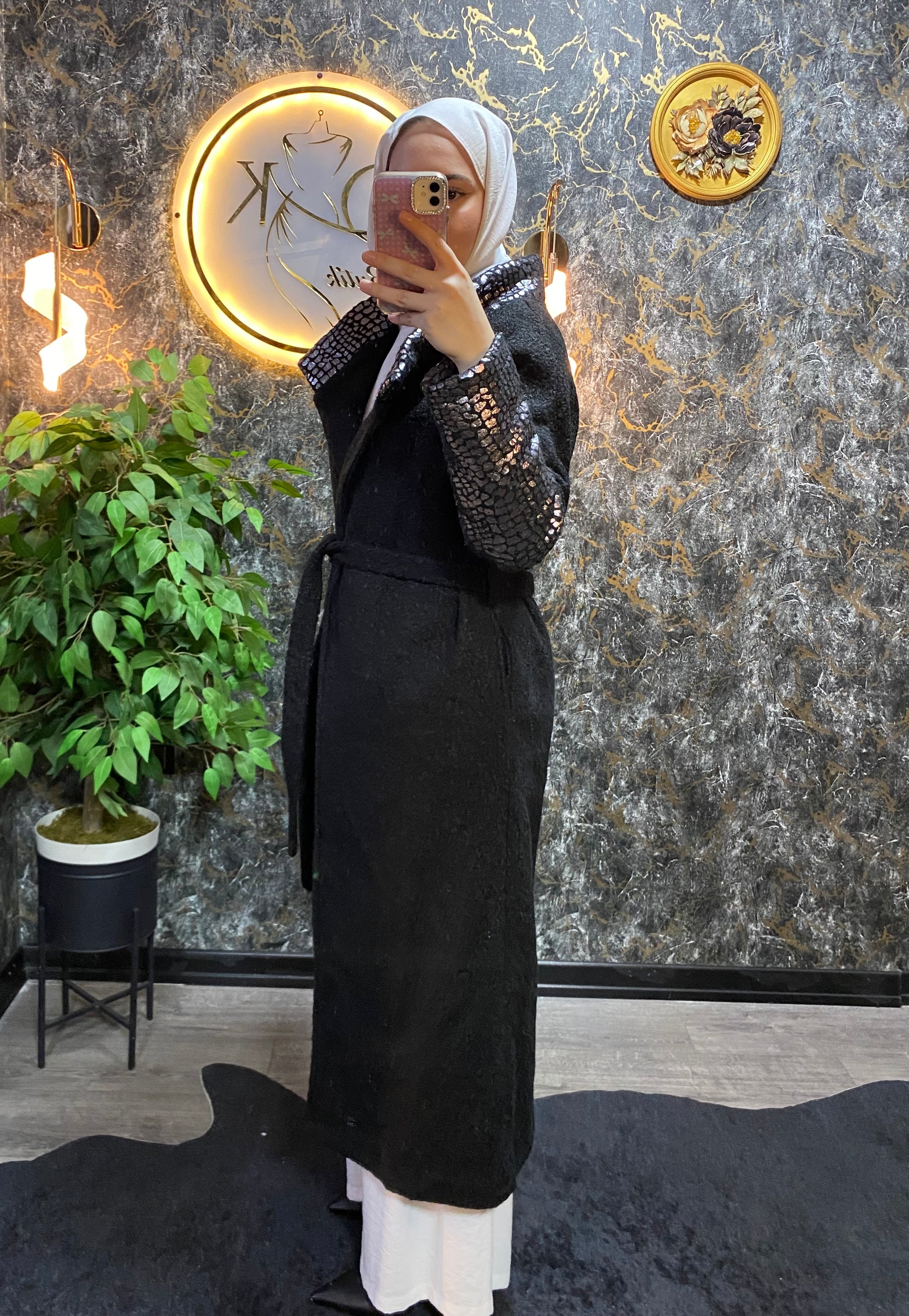 GÜMÜŞ DETAYLI BUKLET KABAN SİYAH