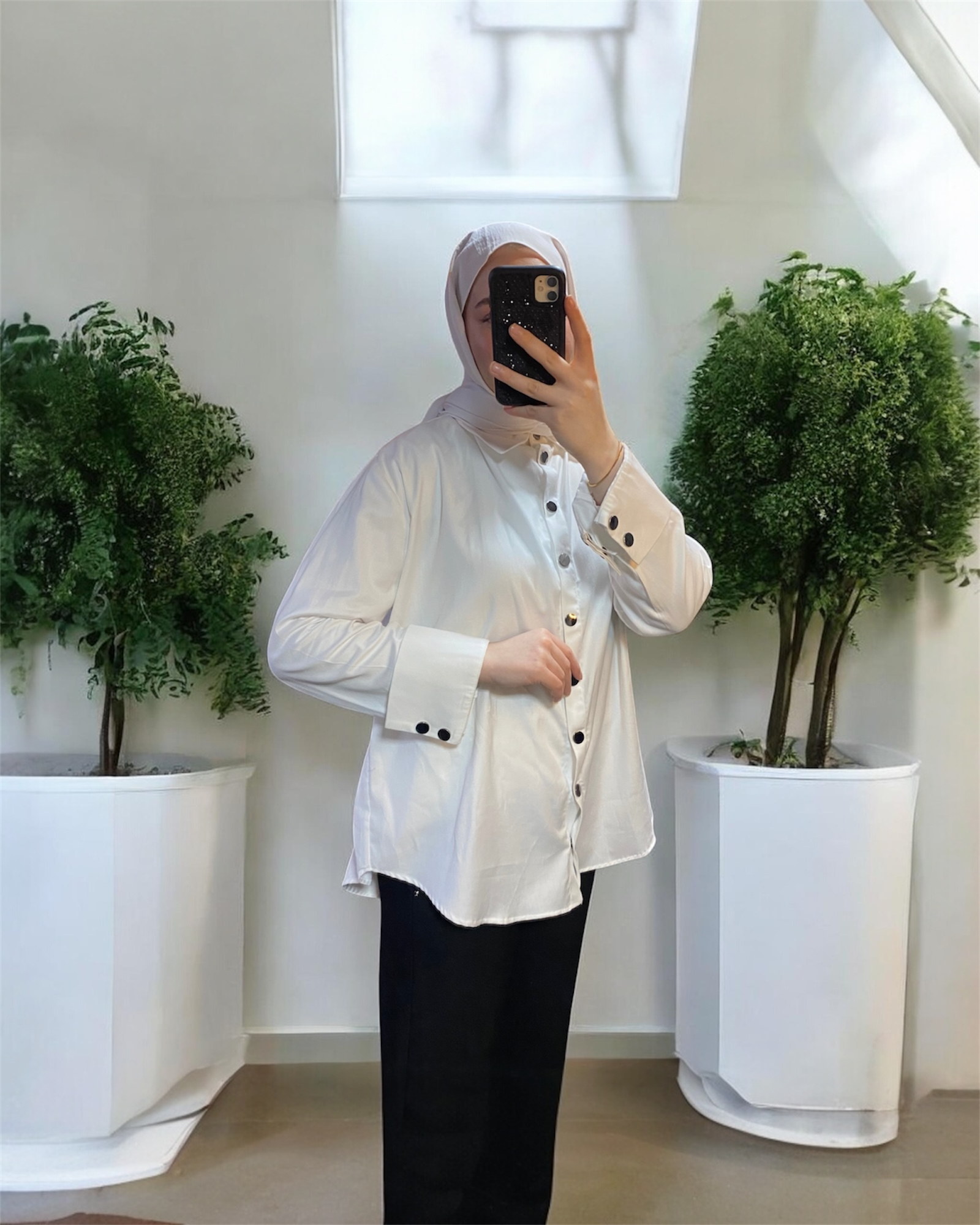 Tasarım Sırtı Fermuarlı Gömlek