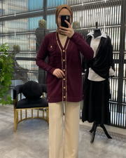 ZİNCİR DETAYLI MERSERİZE HIRKA MÜRDÜM