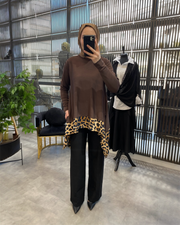 Leopar Merserize Tunik Kahve