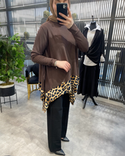 Leopar Merserize Tunik Kahve