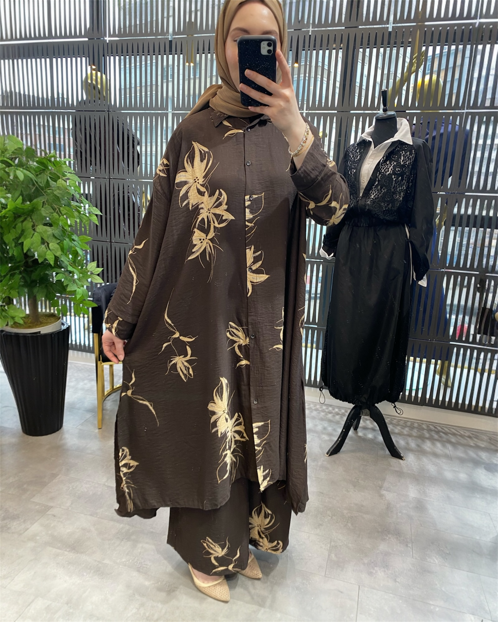 İkili Keten Kimono Takım