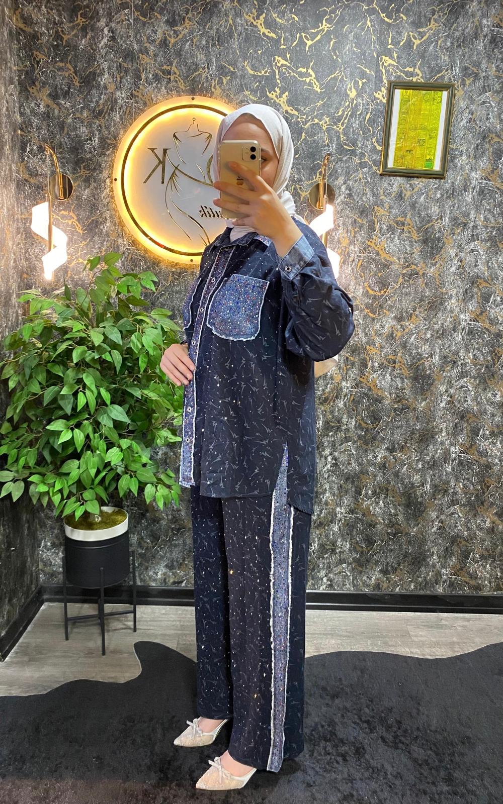 TAŞ İŞLEMELİ JEAN TAKIM