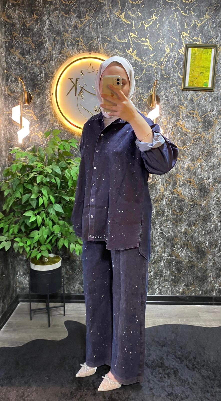 TAŞ İŞLEMELİ JEAN TAKIM