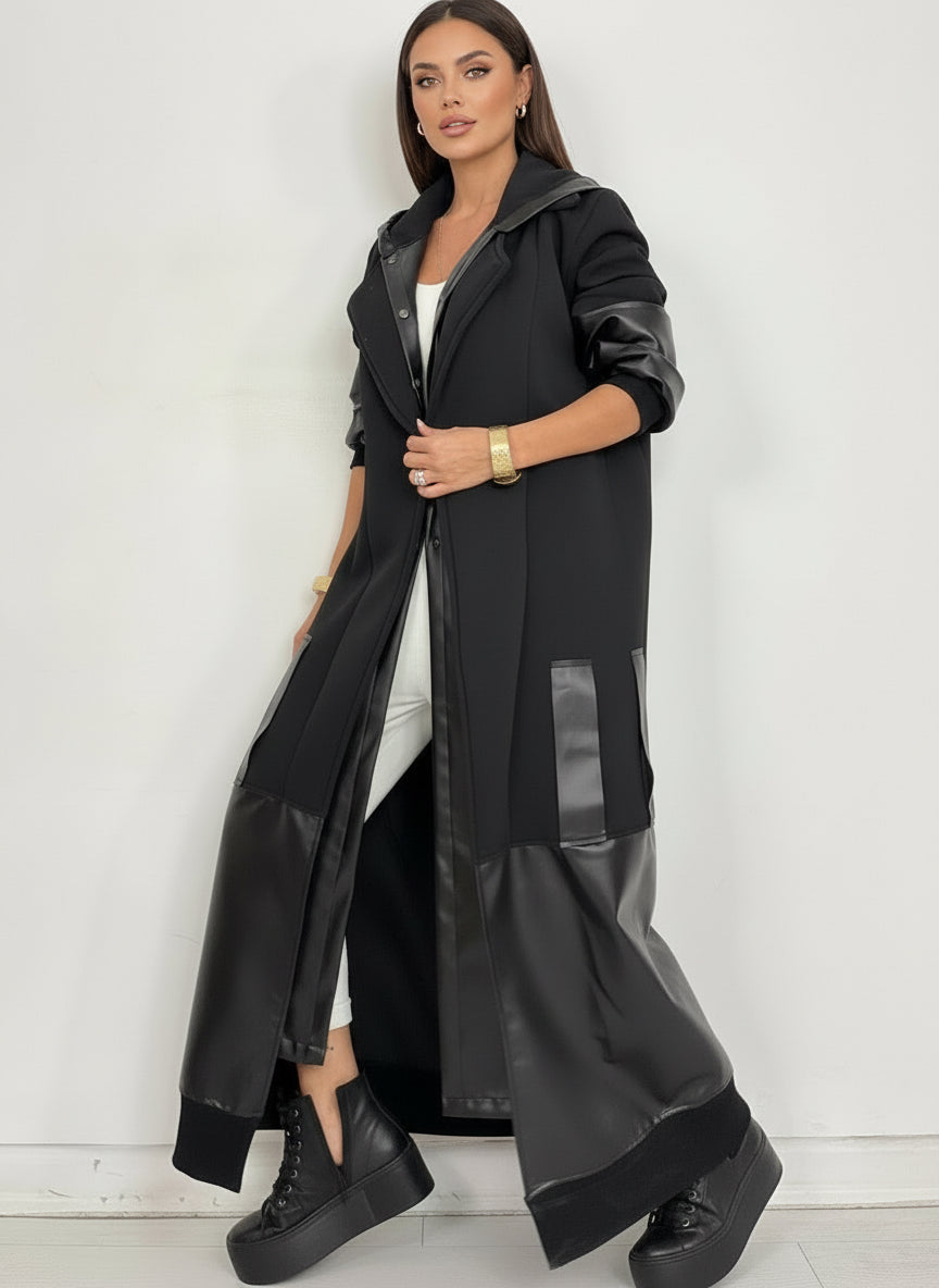 İTHAL DERİ DETAYLI KABAN