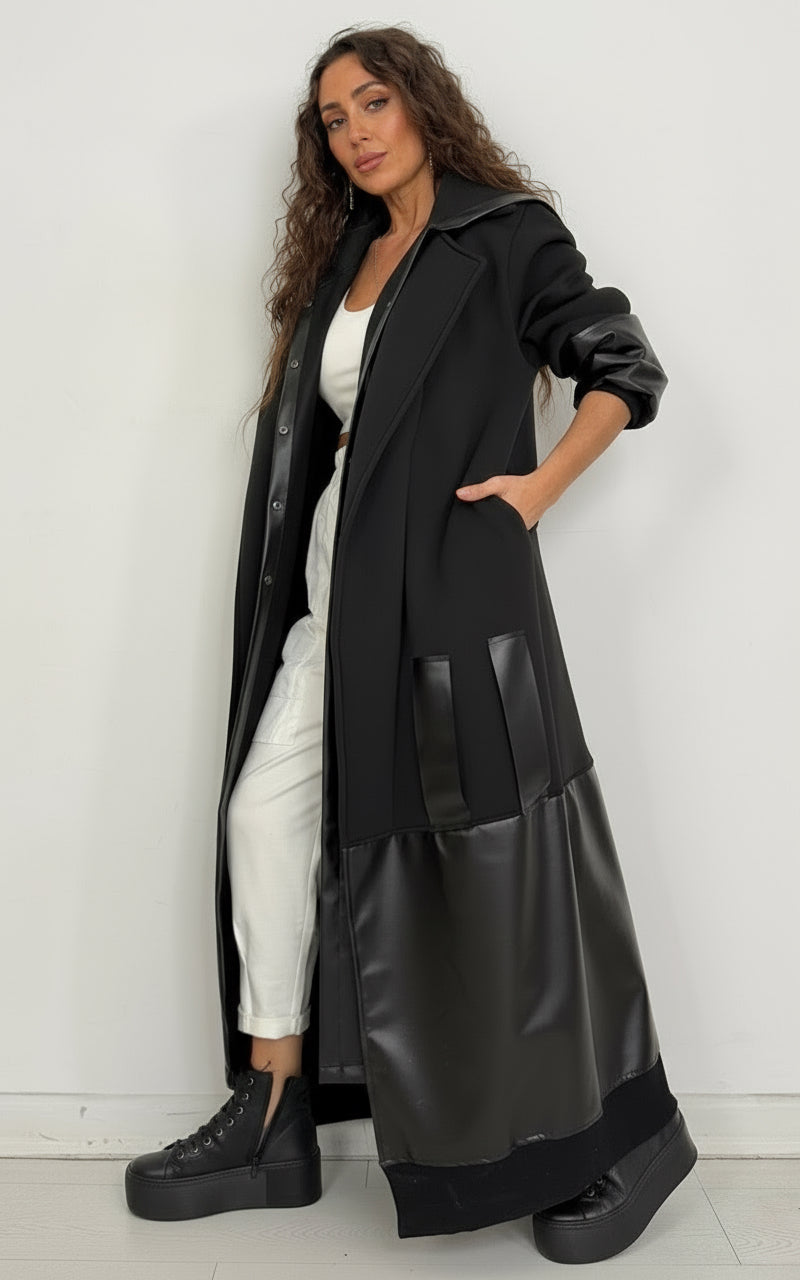 İTHAL DERİ DETAYLI KABAN