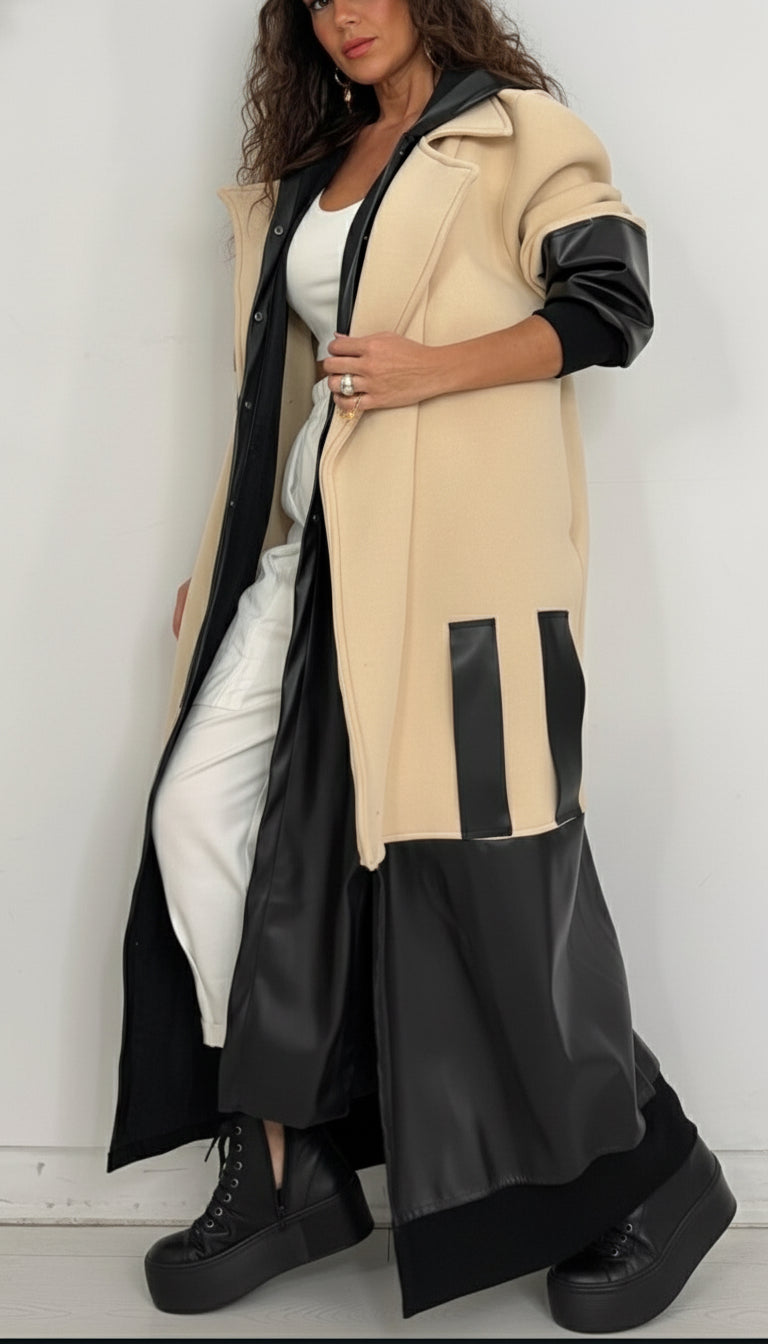 İTHAL DERİ DETAYLI KABAN