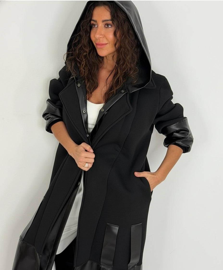 İTHAL DERİ DETAYLI KABAN