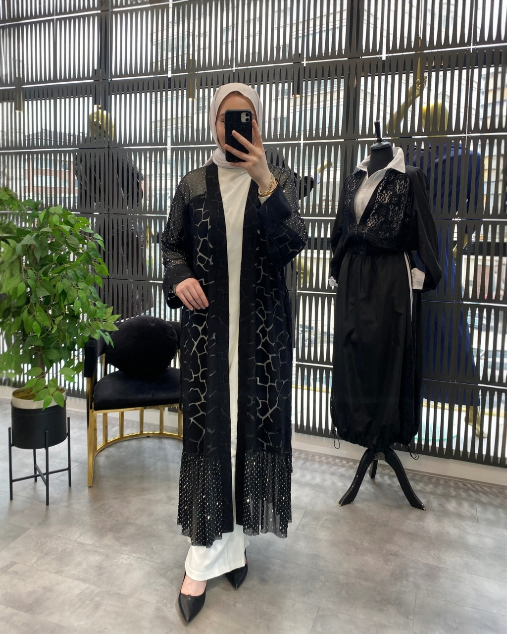 Taş İşlemeli Abaya