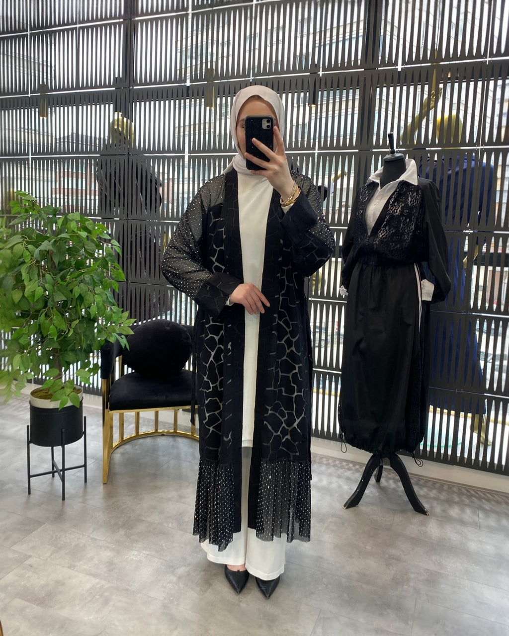 Taş İşlemeli Abaya