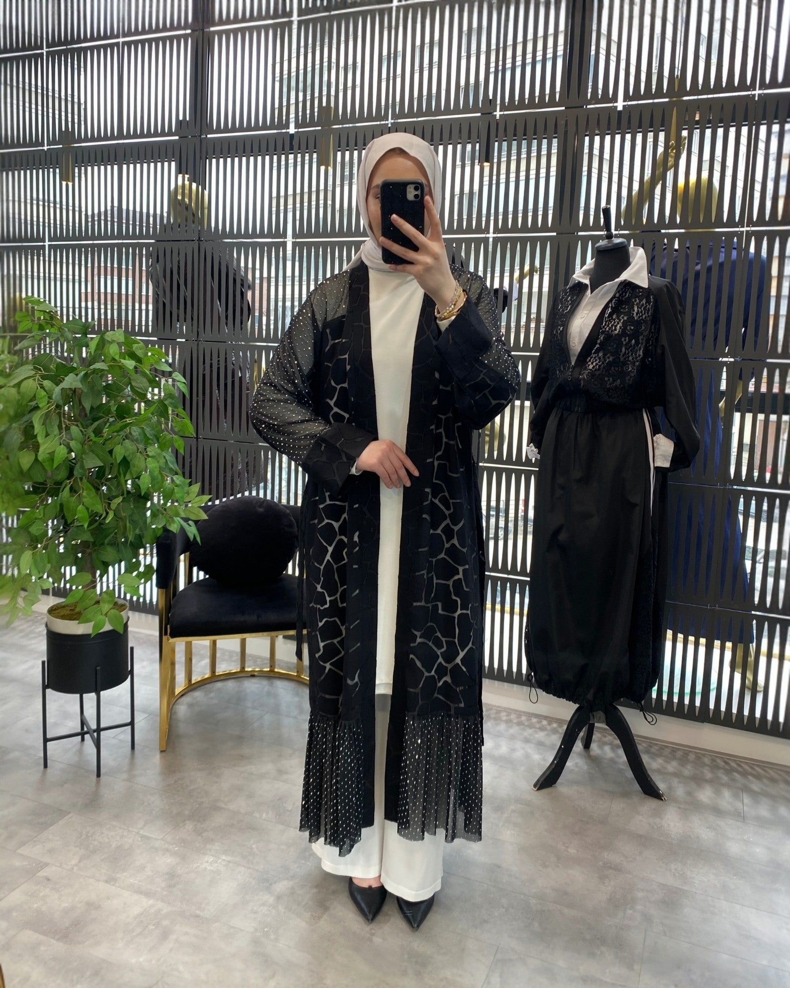 Taş İşlemeli Abaya